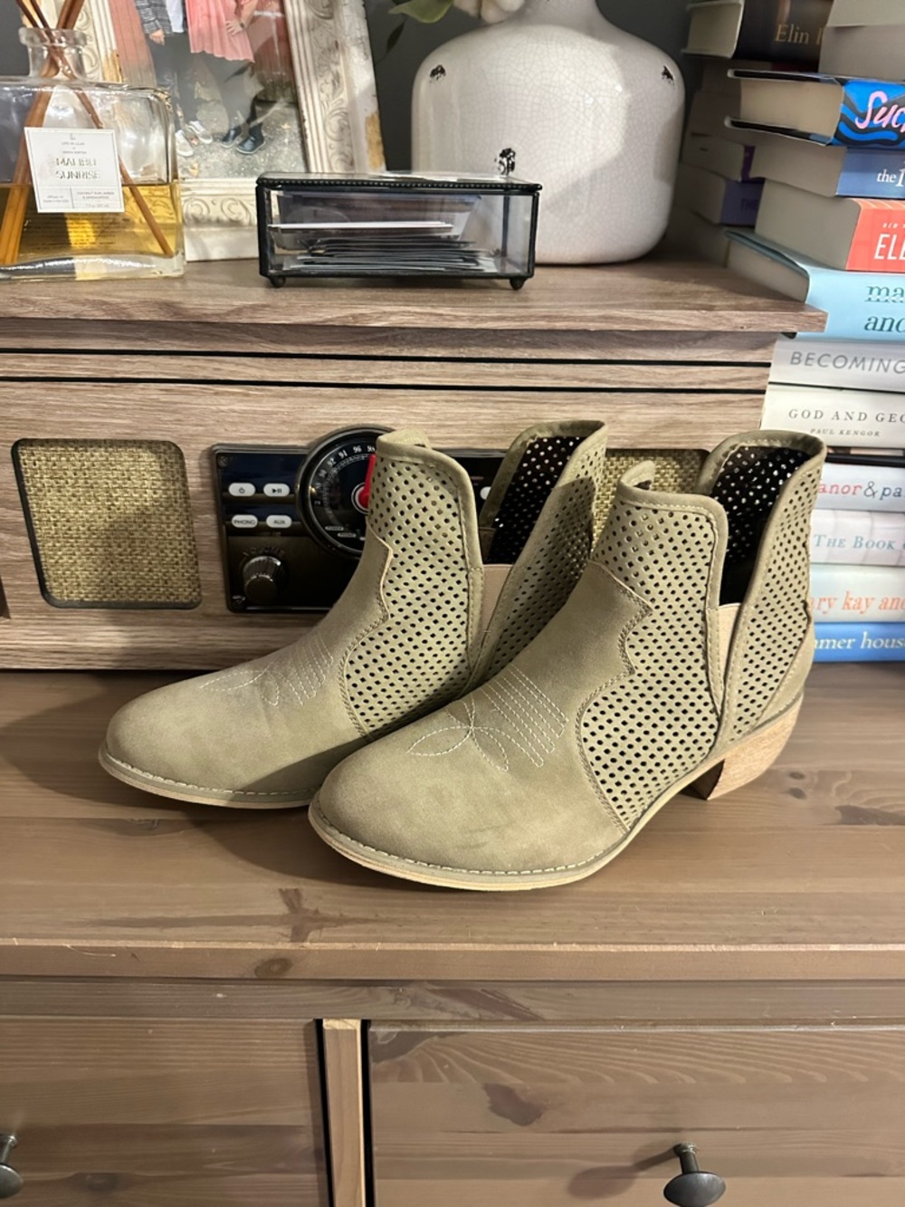 Pierre Dumas Perforated Cutout Ankle Booties